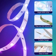 5M USB 5050 RGB LED Strip Lights with Music Sync, Remote, and App for TV and Bedroom Lighting.