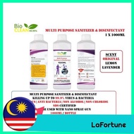 Bioclean 99.99 Food Grade Multi-purpose Non Alcohol All Surface Sanitizer 1 Litre - Disinfect