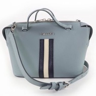 成色極佳的BALLY SUPRA BOWLING 標誌五金皮革雙肩/手提包，藍色，女士款