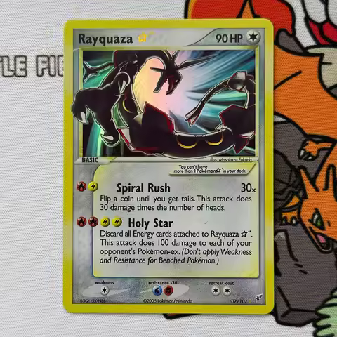 Proxy English 2005 P.M. ex Deoxys #107 Rayquaza-Holo Ex Collector's Card Self-made PTCG Deoxys Anime