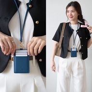 KAILY : ID Card holder Badge holder  ที่ใส่บัตรพนักงาน พร้อมสายคล้องคอ  หนังวัวแท้