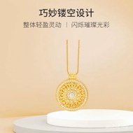 Moissan Color Gold au750 Wholesale All-Match Temperament Compass 18k Gold White Shell Pendant Sunflo