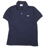 LACOSTE （Lacoste）日本製 Logo 刺繡珠地佈 Polo 衫 L1212X 2 海軍藍短袖鱷魚圖案上衣 [二手] [LACOSTE]