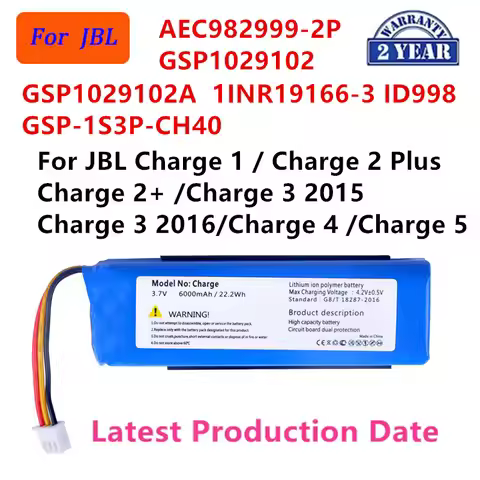 Original Replacement Battery For JBL Charge 5 Charge 4 Charge 3 2016 Charge 2 Plus Charge 2+ charge 