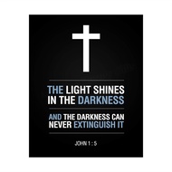 John 1:5-"The Light Shines in the Darkness"-Bible Verse Wall Art Sign-8 x 10" Scripture Poster Print