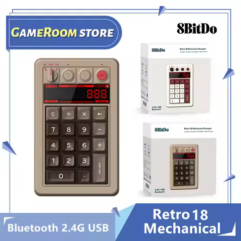 8BitDo Retro 18 Mechanical Numpad Bluetooth 2.4G Wireless for PC Windows 10 and Android Notebook Acc