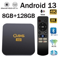 Kotak TV ATV Q96 X3 Pintar Android13 Quad Core Allwinner H313 WiFi 4G 5G BT5.2 Alat Jauh Suara 8GB 1