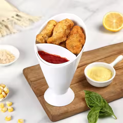 Portable Snack Box French Fries Dipping Cup Innovative French Fries Cups 2-in-1 Snack Box with Sauce