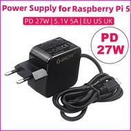 แหล่งจ่ายไฟ PD 27W 5.1V 5A USB Type-C Charger Adaptor ปลั๊กอังกฤษอเมริกา EU สำหรับ RPI 5 Pi5 Raspber