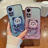 For OPPO Reno 10 Pro 5G Case Shockproof Electroplated TPU Cartoon Bear Phone Casing For OPPO Reno 10 Pro 5G Case Back Cover Stand