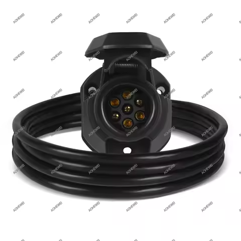 AOHEWEI 7 Pin 7 Way Wired Trailer Connectors with 2M 7 Core Cable Power Adapter for Truck Caravan or