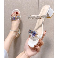 Seven-color high heel sandals for women, straps in a variety of styles with 3cm, 5cm, 7cm square hee