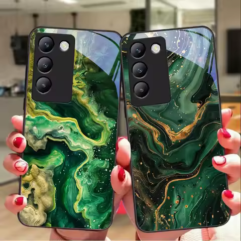 Green Marble For Y72 33S 11 03 36 96 Lite 35 16 Iqoo 12 V40 SE 5G 29 40 21 30 X80 Pro Vivo Tempered 