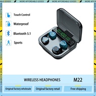 ☋℡ M22 TWS Bluetooth 5.1 Headphones 2200mAh Charging Box Couple Wireless Earphones 9D Stereo Sports Waterproof Four Earbuds Headset