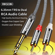 Riksoin 6.35 mm to 2RCA Cable 6 ft FT 6.35mm 1/4 inch Male TRS Stereo Plug to RCA Male Audio Y Split