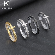 Men Rock Retro Cross Bracelet European American Cross Curved Brand Byzantine Emperor Chain Titanium 
