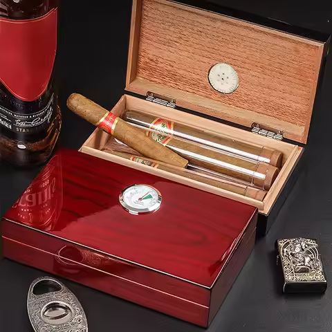 Cedar Wood Cigar Box Case Cigar Humidor Box Case Cigar Humidifier Hygrometer Cigar Humidor Sigaren B
