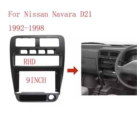 9 Inch Car Fascia Radio Panel For Nissan Navara D21 1992-1998 RHD Dash Kit Install Facia Console Bez