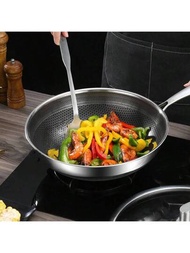 不沾不鏽鋼蜂窩煎鍋,適用於電磁爐和瓦斯爐家居使用,適用於烹飪蔬菜和肉類,帶有平底