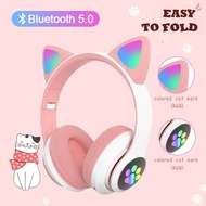 B39 Headphones Cat Ears Headset B39 Cat ears Wireless Headset Bluetooth 5.0 Colorful LED Bass Stereo