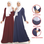 Jubah Umrah Muslimah / Basic Plain Women Muslim Robe, Murah, Labuh, Poket, Plus Size, Nursing Friendly, YULIAQARIA