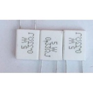 [Set of 10c] Vertical ceramic resistor 5w 0.33R. 0,47R (5%) TAIWAN, good quality....