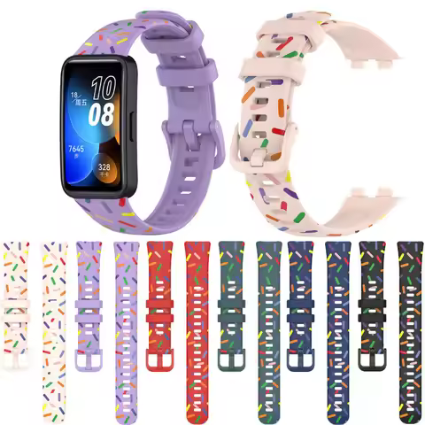 Printed Silicone Wristband Strap For Huawei Band 6 7 8 Honor band 6 Bracelet Watchband Accessories