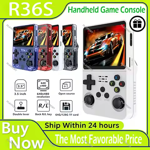 R36S Open Source Retro Handheld Game Player 3.5" Screen 64/128GB Hall Effect Handheld Game Console E