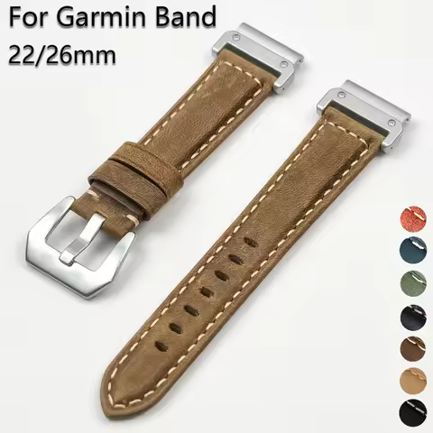 26mm Watchband for Garmin Fenix 7X/6X Pro/6X/5X/5X Plus Leather Strap 22mm Bracelet for Fenix 6/6 Pr