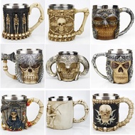 【Limited Quantity】 Stainless Steel Skull Mug Contain Viking Skeleton Death Grim Knight Gothic Design