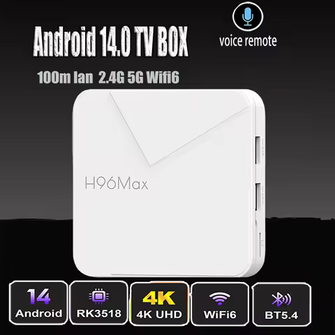 H96 Android 14 TV BOX RK3518 4K 2.4G 5G Wifi BT 100M Lan 16GB