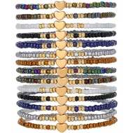 SDFGHJKL;Friendship Bracelet Bohemian Stackable Bracelet Ladies Surfer Heishi Clay Beaded Bracelet E