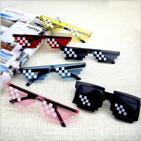 New Mosaic Glasses Anime Cool Quirky Sunglasses Unique Pixel Shades