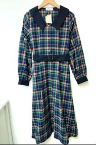 Pumpkin port格紋長袖連衣裙