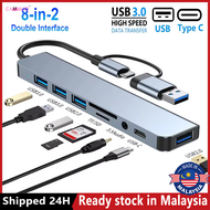 Cammuo 8 Trong 2 Hub USB USB Một Loại C Hub Bộ Tập Trung trạm nối Đa Adapter SD đầu đọc thẻ TF Âm Th