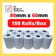 Thermal Receipt Paper Roll 80mm x 60mm (D55) (100 Rolls) / Cash Register Receipt / Resit Paper Roll