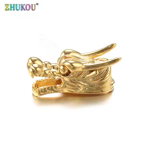 2Pcs,Copper Dragon Head Beads,Gold-Plated Accessories for Bracelet Jewelry,Spacer Beads Oriental Vin