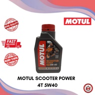 Motul 5W40 Scooter Power 5W-40 Motorcycle Engine Oil (1L) Ready Stock 100% Original Minyak Hitam
