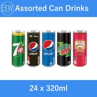 Assorted Can Drinks ( Pepsi / Pepsi Zero / 7up / Mug / Mountain Dew ) (24 x 320ml)