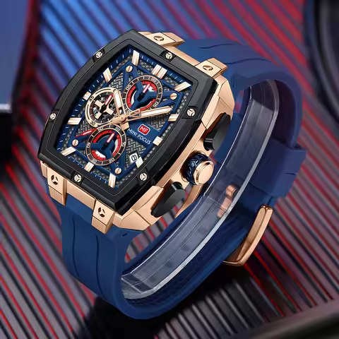 MINI FOCUS Fashion Multifunctional Quartz Watch for Men Calendar Chronograph Waterproof Watches Sili
