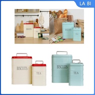 [Wishshopeehhh] 2Pcs Kitchen Canisters Jars Modern Tins Storage Bread Bin Bread Storage Container for Pantry Countertop Flour