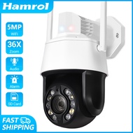 Hamrol 5MP PTZ Wifi Camera Outdoor 36X Optical Zoom Ai Human Detect Two Way Audio Color Night Vision Wireless CCTV Camera
