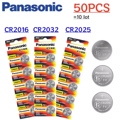 50 PIECE Original Panasonic CR2032 CR2025 CR2016 CR2477 CR1220 CR1632 CR2450 3V Lithium Battery Butt