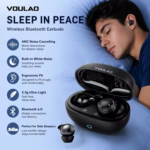 VOULAO VL2 Bluetooth Earphones Long Battery Comfort In-Ear Earbuds ANC Type-C Soft Wireless Headphon