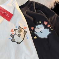 S~XL Cute Pet Left Chest Flying Cat Mouse Pure Cotton Short T Couple [Y1349] MIT Wear Sleeve T-Shirt
