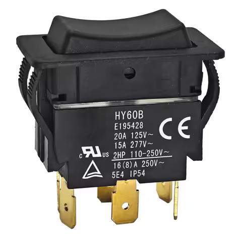 A53Q-HY60B Rocker Switch-Push Button Switch-125/250V 20/15A On-Off-On 6 Pin Arc Pushbutton Switch Fo