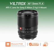 VILTROX 13mm F1.4 Large Aperture Auto Focus Ultra Wide Angle APS-C Vlog Camera Lens for Sony E Nikon