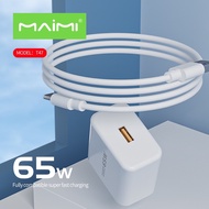 Maimi ชุดชาร์จ รุ่น T47 65W (หัวพร้อมสาย) ชาร์จเร็ว สายชาร์จ Type-C / MicroUSB หัวชาร์จ USB 1พอร์ท ชุดชาร์จไอโฟน ไอแพด แอนดรอยด์ แท้ 100% ประกัน1ปี