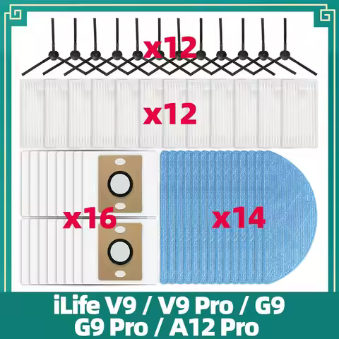 Fit For iLife V9 / V9 Pro / G9 / G9 Pro / A12 Pro Replacement Parts Side Brush HEPA Filter Mop Cloth