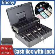 Cash Box with Lock Key and Money Tray Large Money Box for Cash Metal Lock Box for Money Cashier Box